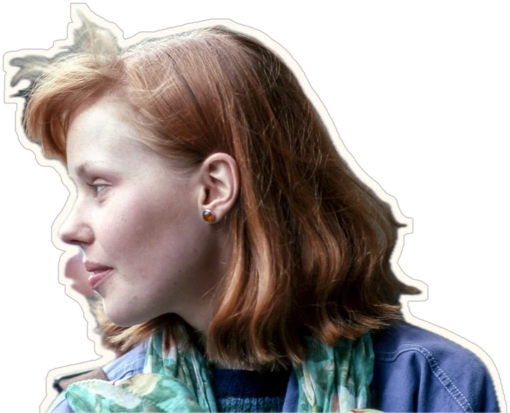 Sticker of a woman with red hair