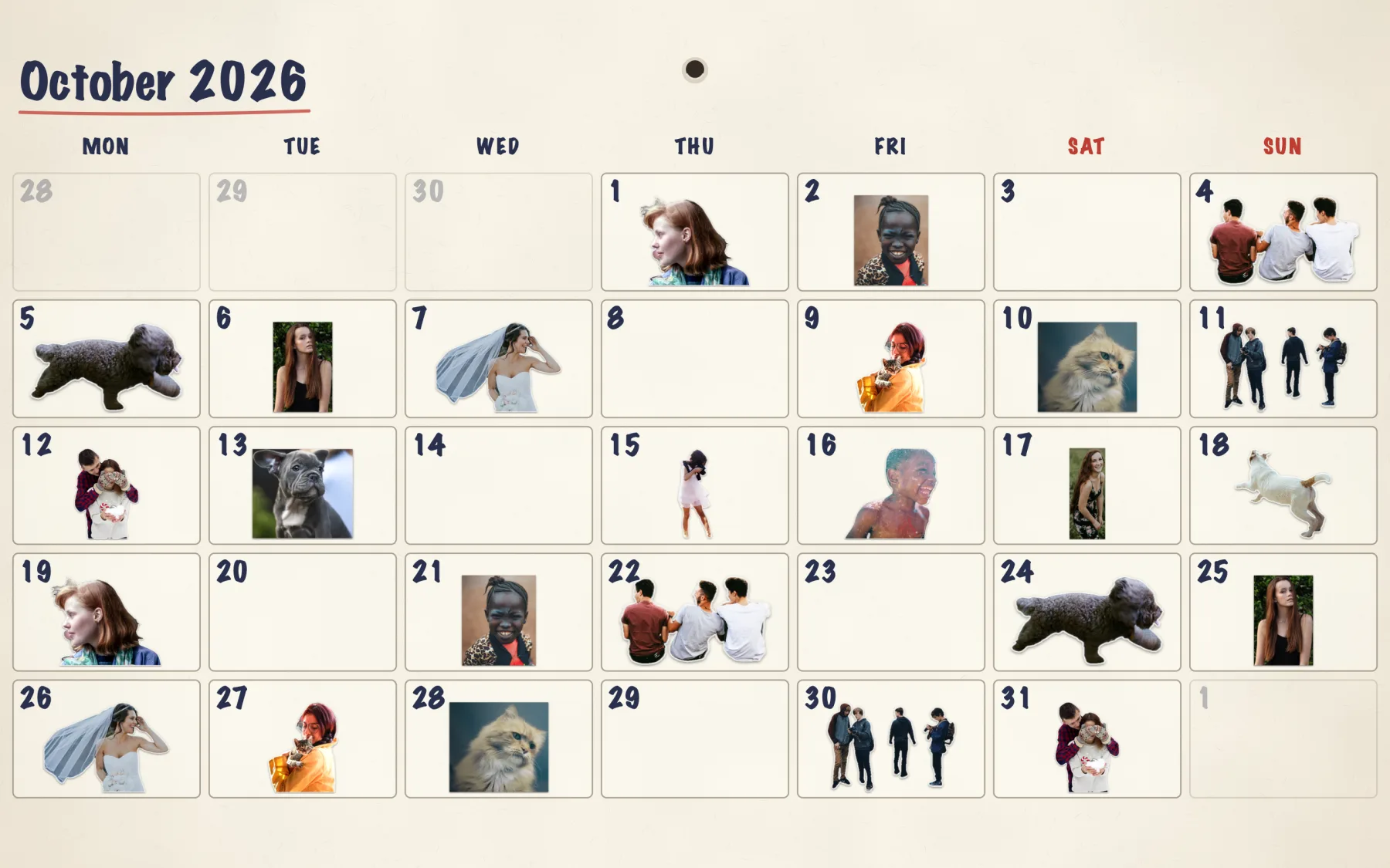 Month calendar wallpaper made with Sticta