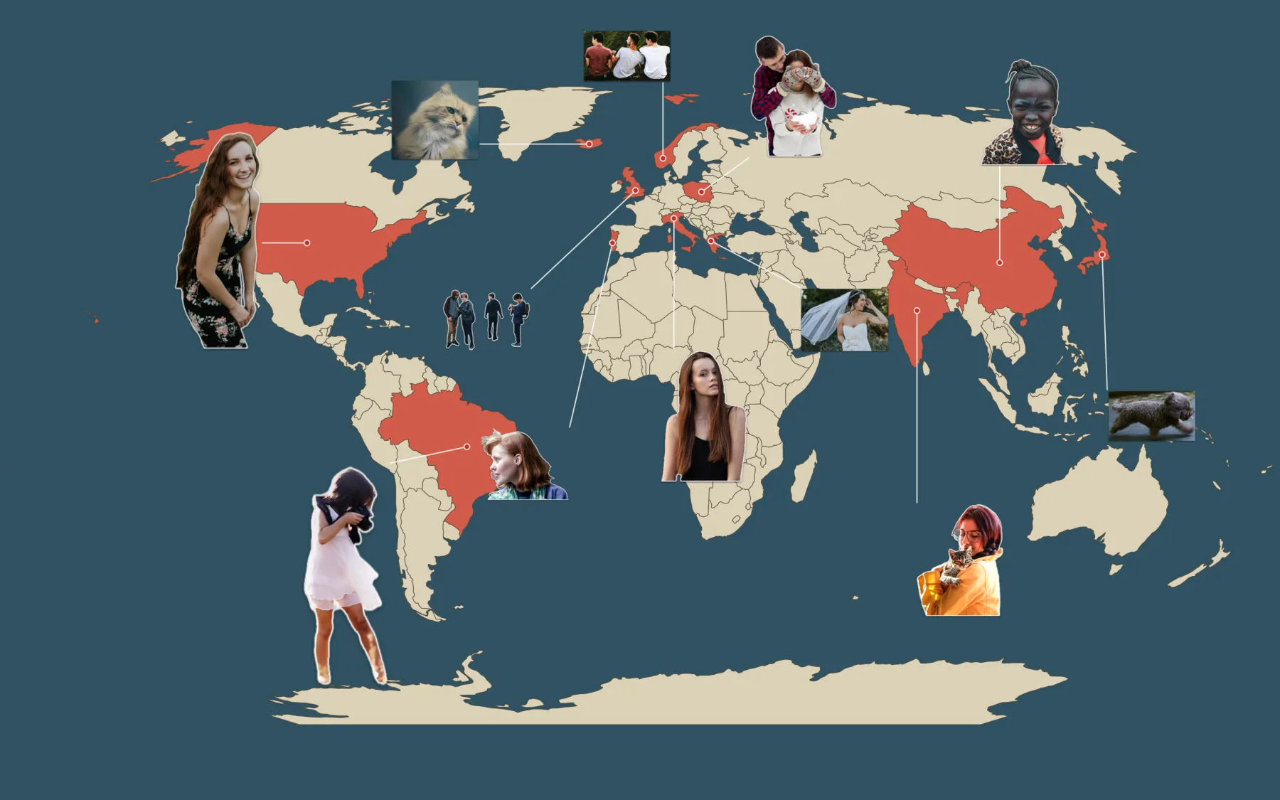 World map wallpaper made with Sticta